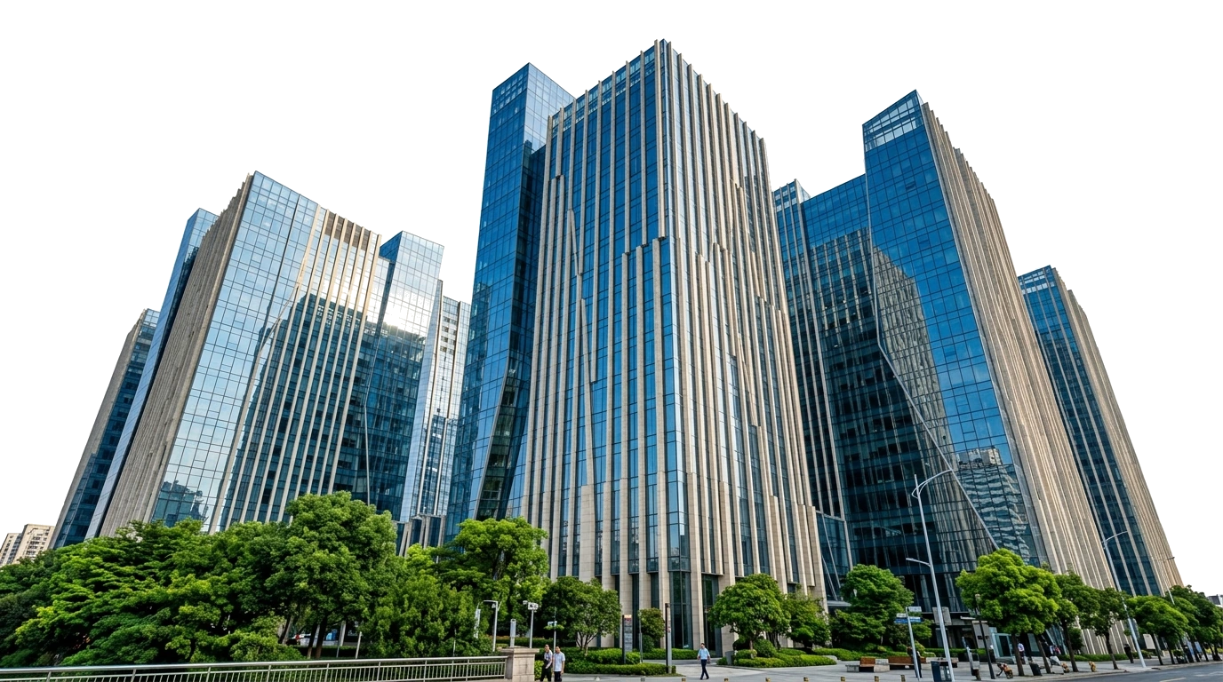 A building shown in BIM, from wireframe model to finished construction